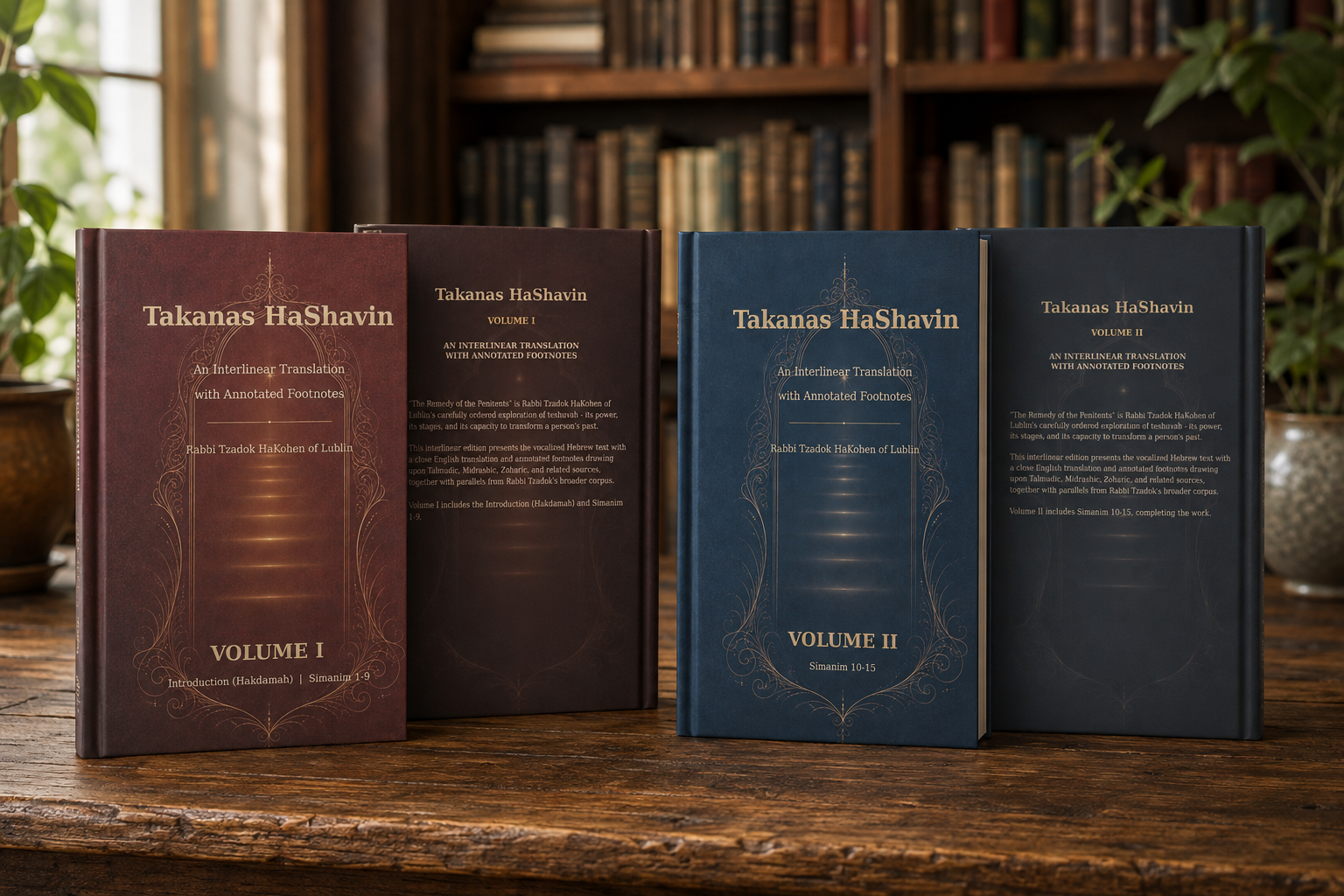 Takanas HaShavin Volume I and Volume II displayed together